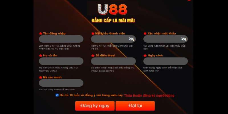 Đăng ký U88 siêu đơn giản 